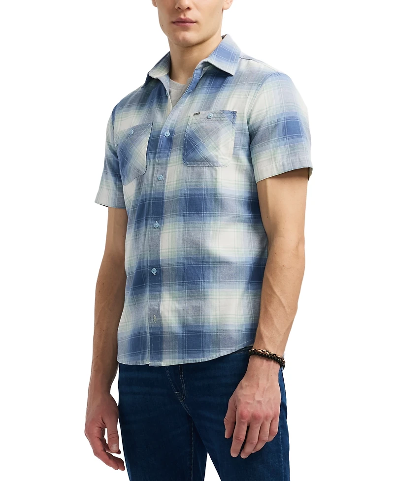 Men's Sagrino Short Sleeve Plaid Button-Front Shirt