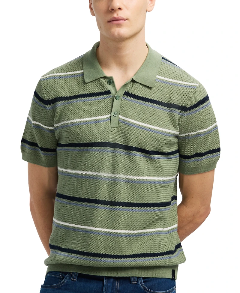 Men's Winder Short Sleeve Striped Polo Sweater