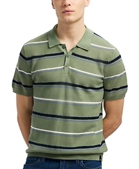 Men's Winder Short Sleeve Striped Polo Sweater