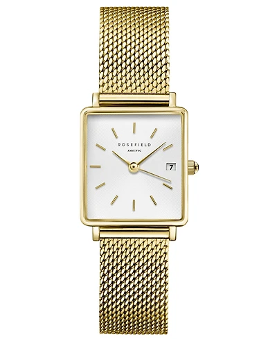 Rosefield Boxy Xs Women's Gold Tone Stainless Steel Mesh Bracelet Watch 24mm