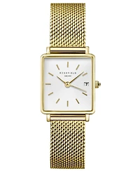 Rosefield Boxy Xs Women's Gold Tone Stainless Steel Mesh Bracelet Watch 24mm