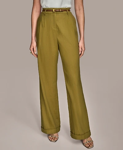 Donna Karan New York Women's Linen-Blend Wide-Leg Pants
