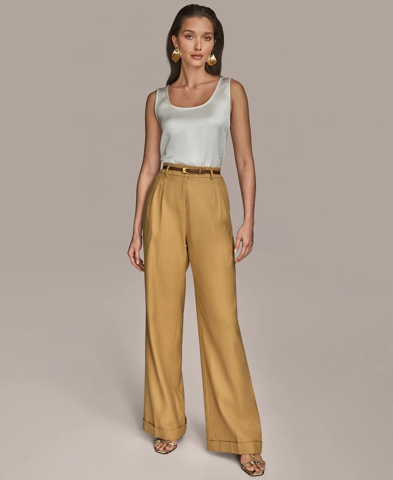 Donna Karan New York Women's Linen-Blend Wide-Leg Pants, Regular & Petite