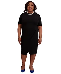 Kasper Women's Short-Sleeve Side Pleated Dress, Regular & Plus Sizes