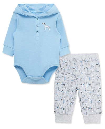 Little Me Baby Boys Cotton Puppy Bodysuit & Pants Set