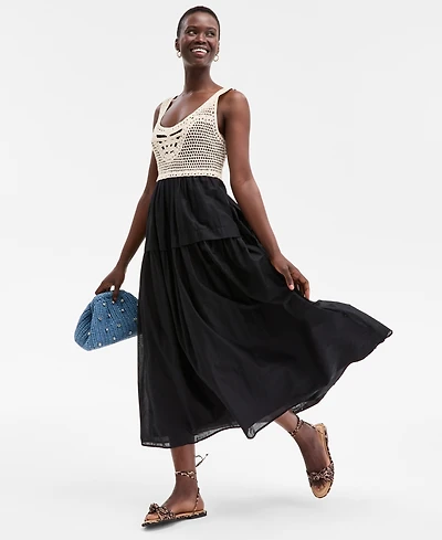 On 34th Women's Cotton Voile Crochet-Bodice Dress, Exclusively at Macy's