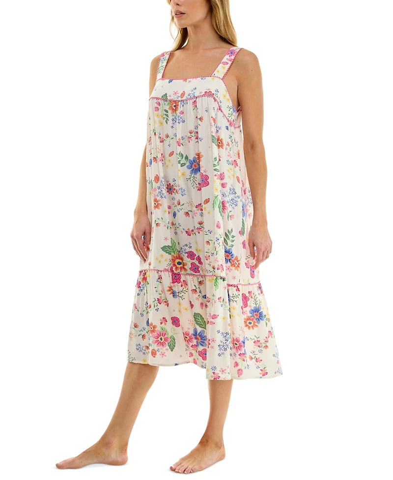 Roudelain Women's Printed Tiered Cami Sleep Dress