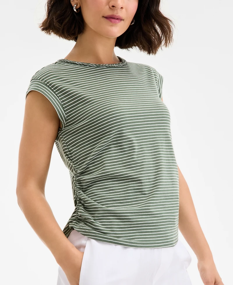 On 34th Women's Braided-Neck Crewneck T-Shirt, Exclusively at Macy's