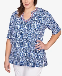 Ruby Rd. Plus Pacific Medallions Embellished Knit Top