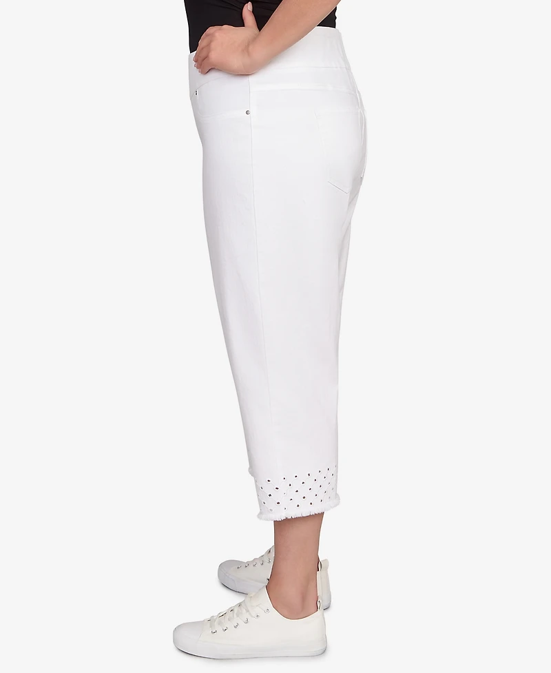 Ruby Rd. Plus Embroidered Hem Soft Stretch Denim Capri Jeans