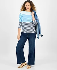 Style & Co Petite Striped Pima Cotton Top, Exclusively at Macy's