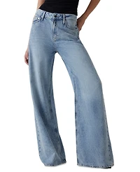 Guess Women's Bellflower Shine & Sequins Wide-Leg Jeans