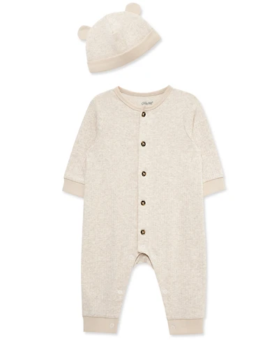 Little Me Baby Button-Down Coverall & Hat Set