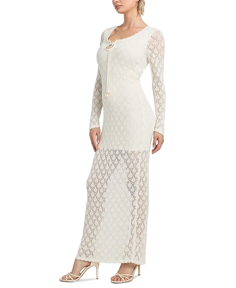 Guess Women's Long-Sleeve Alba Pointelle Maxi Dress