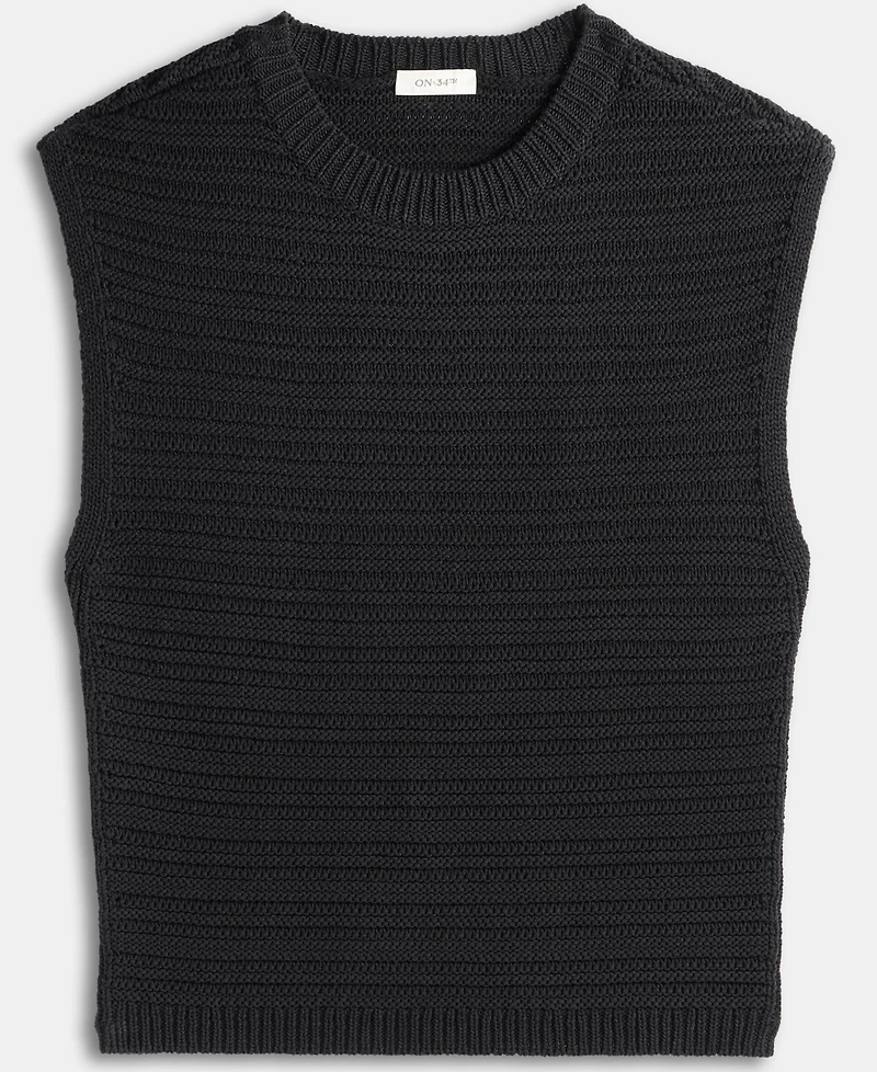 On 34th Women's Textured-Stitch Sleeveless Sweater, Exclusively at Macy's