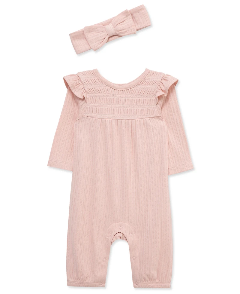 Little Me Baby Girls Jumpsuit & Headband Set