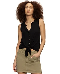 Sanctuary Women's Button-Up Tie-Front Sleeveless Top