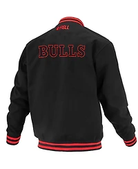 Fisll Men's and Women's Black Chicago Bulls Logo Man Shadow Collection Full-Snap Varsity Jacket
