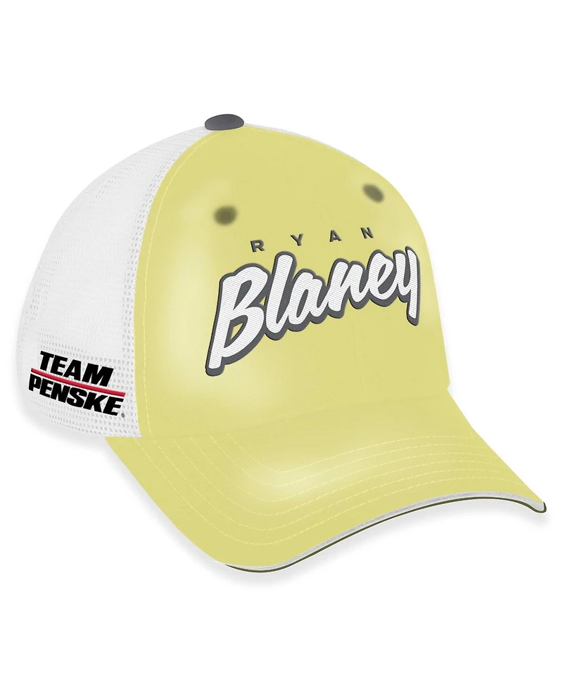Checkered Flag Sports Women's Yellow/White Ryan Blaney Pit Box Adjustable Trucker Hat