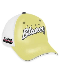 Checkered Flag Sports Women's Yellow/White Ryan Blaney Pit Box Adjustable Trucker Hat