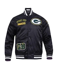 Pro Standard Men's Black Green Bay Packers Sublimated Satin Full-Snap Jacket