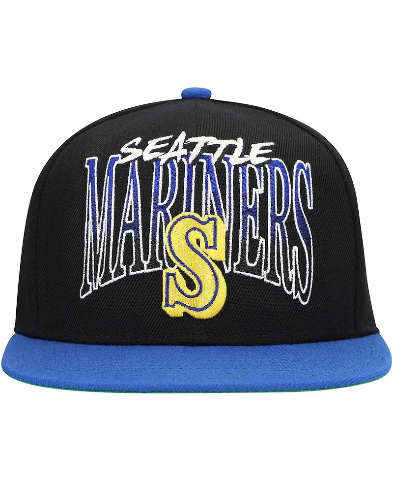 Mitchell & Ness Men's Black Seattle Mariners Rise Up Snapback Hat