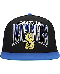 Mitchell & Ness Men's Black Seattle Mariners Rise Up Snapback Hat