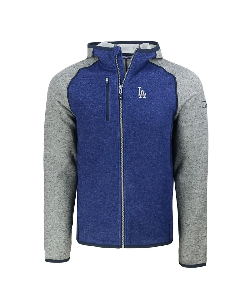Cutter & Buck Men's Royal/Heather Gray Los Angeles Dodgers Mainsail Full-Zip Hooded Jacket