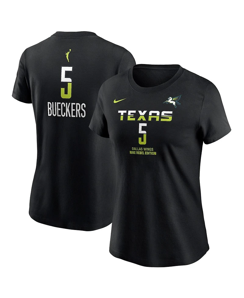 Nike Women's Paige Bueckers Black Dallas Wings 2025 Wnba Draft Rebel Edition Name Number T-Shirt