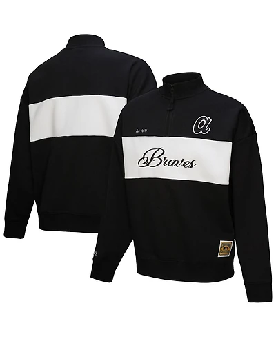 Mitchell & Ness Women's Black Atlanta Braves Quarter-Zip Pullover Top