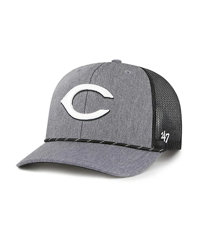 '47 Brand Men's Charcoal Cincinnati Reds Carbon Rope Trucker Adjustable Hat