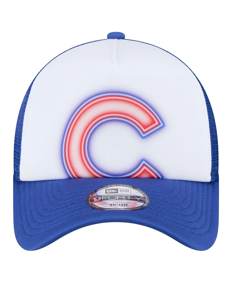 New Era Toddler White/Royal Chicago Cubs Painted A-Frame 9FORTY Trucker Adjustable Hat