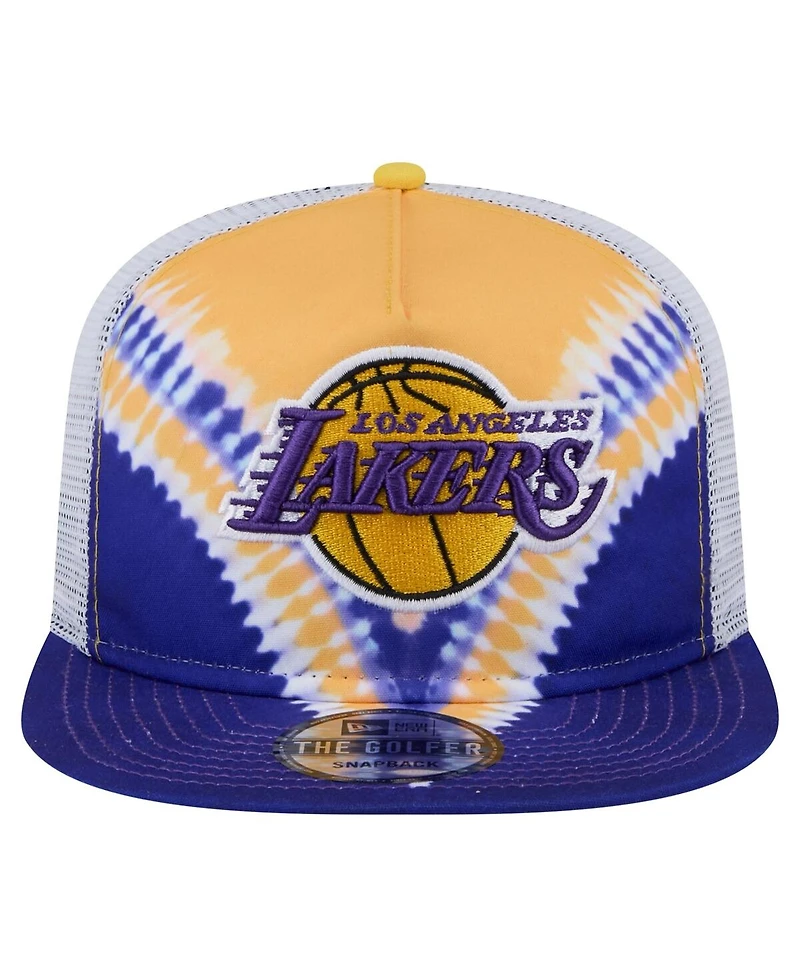New Era Men's Purple/Gold Los Angeles Lakers Throwback Dye Golfer Snapback Hat
