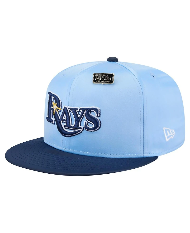 New Era Men's Light Blue/Navy Tampa Bay Rays Satin 59FIFTY Fitted Hat