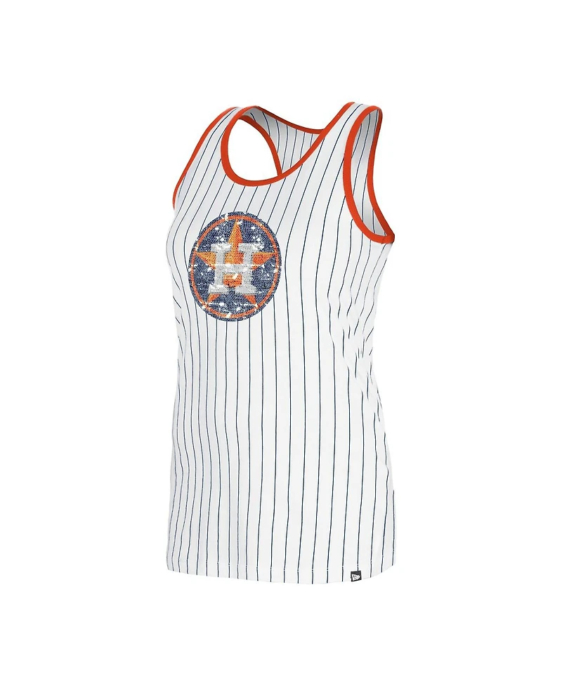 New Era Women's White Houston Astros Gameday Pinstripe Tank Top