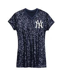 Outerstuff Big Girls Navy New York Yankees Sequin V-Neck Dress