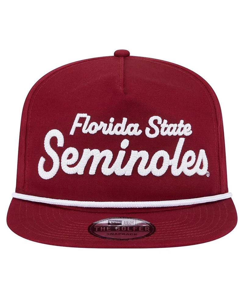 New Era Men's Garnet Florida State Seminoles Adventure Team Text Golfer Snapback Hat