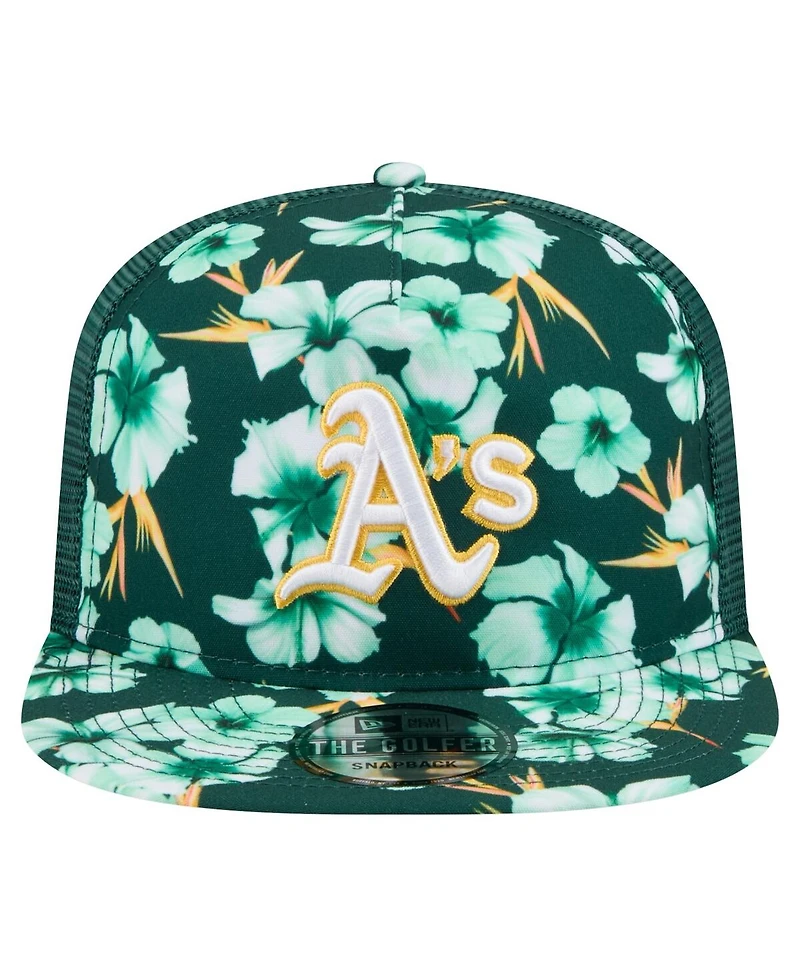 New Era Men's Green Athletics Adventure Pattern Golfer Trucker Snapback Hat
