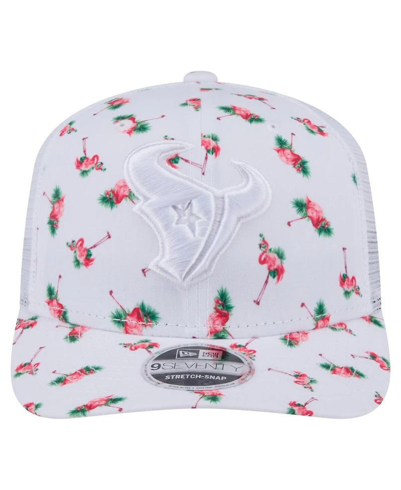 New Era Men's White Houston Texans Adventure Flamingo Pattern 9SEVENTY Stretch-Snap Hat