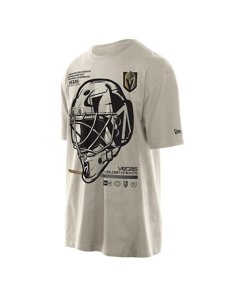 New Era Men's Tan Vegas Golden Knights Goalie Mask T-Shirt