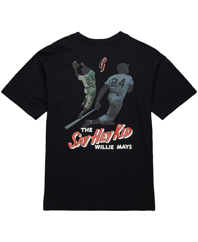 Mitchell & Ness Men's Willie Mays Black San Francisco Giants Legends Collection Vintage Logo T-Shirt