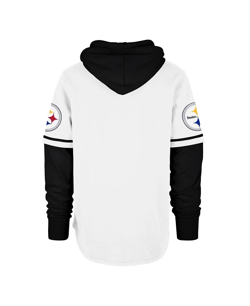 '47 Brand Men's White Pittsburgh Steelers Trifecta Shortstop Pullover Hoodie