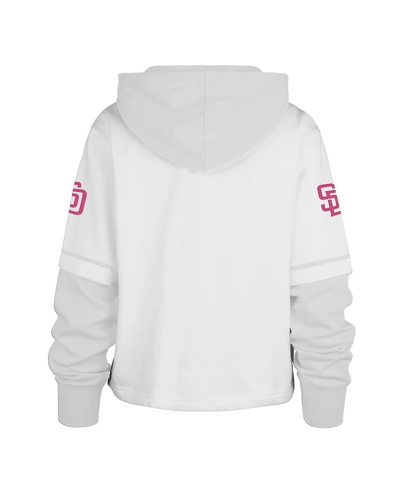 '47 Brand Women's White San Diego Padres City Connect Shortstop Cropped Pullover Hoodie