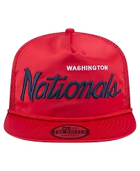 New Era Men's Red Washington Nationals Retro Satin Script Golfer Adjustable Hat