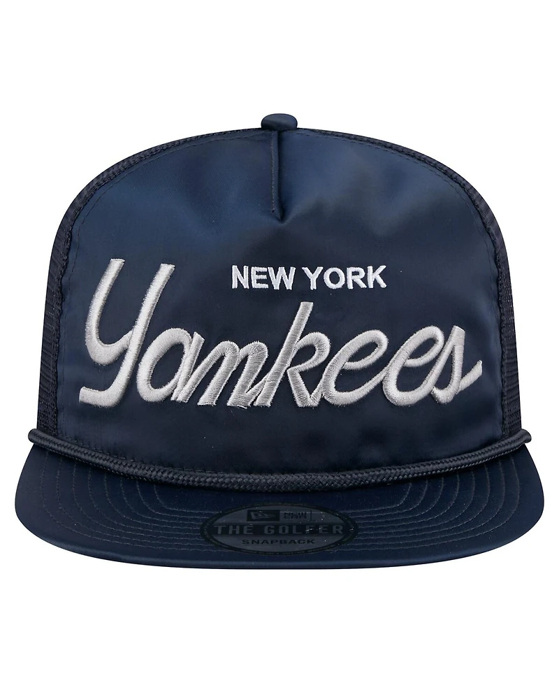 New Era Men's Navy New York Yankees Retro Satin Script Golfer Adjustable Hat
