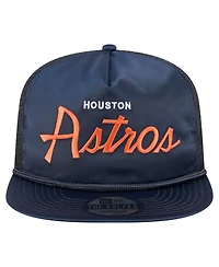 New Era Men's Navy Houston Astros Retro Satin Script Golfer Adjustable Hat