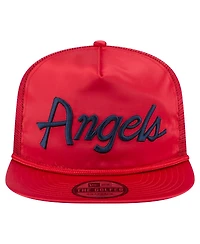 New Era Men's Red Los Angeles Angels Retro Satin Script Golfer Adjustable Hat
