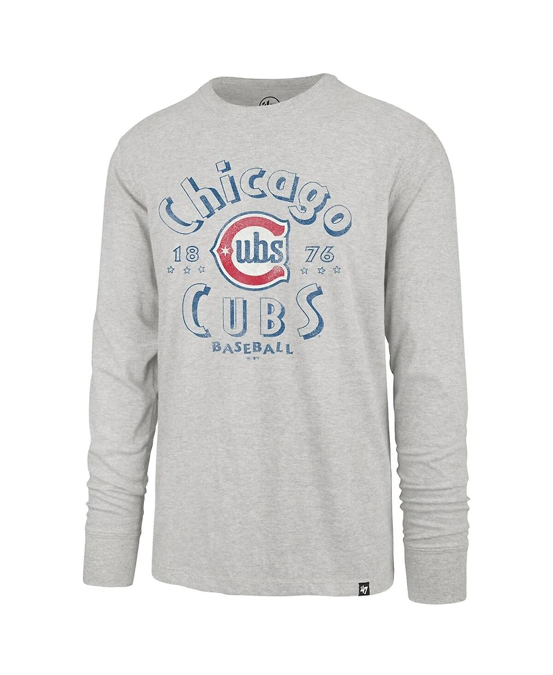 '47 Brand Men's Gray Chicago Cubs Circle Change Franklin Long Sleeve T-Shirt