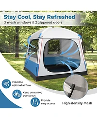 Gymax Camping Tent for 3-5 People Cabin Shelter w/ Large Double-Layer Mesh Front Door