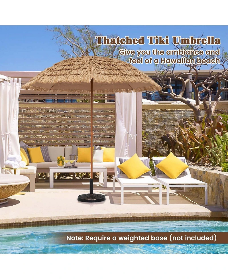 Gymax 8FT Hula Thatched Tiki Umbrella Hawaiian Style Beach Umbrella Patio